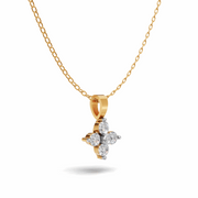 Flower Diamond Cluster Pendant - 18Kt Gold vermeil